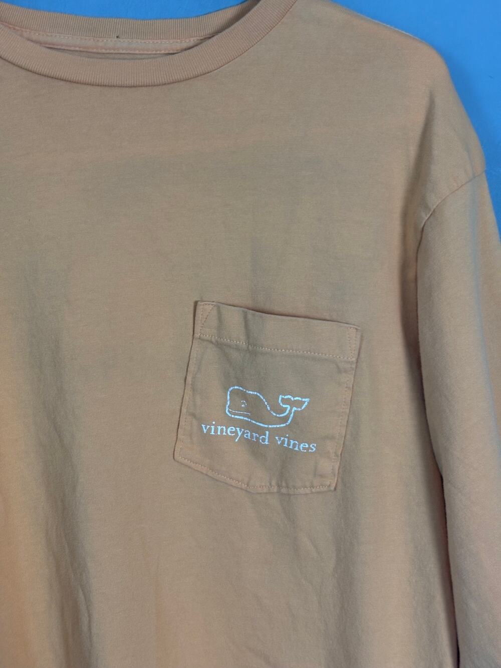 Vineyard Vines Men’s Orange Long‑Sleeve Whale Logo Shirt Size S